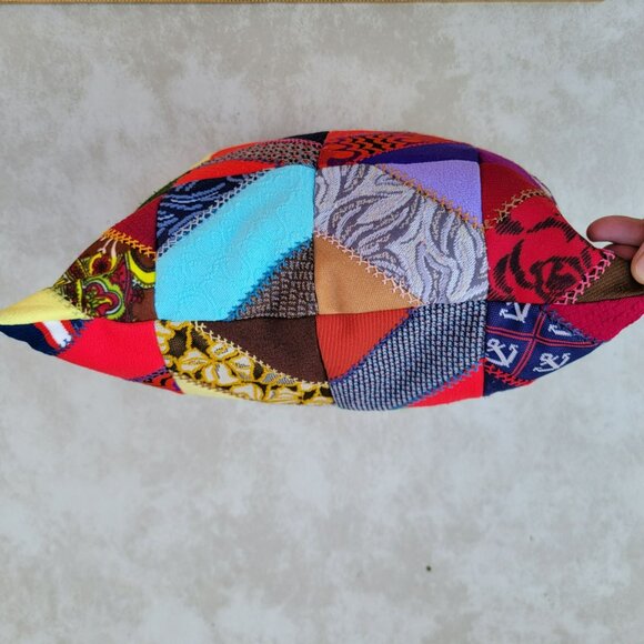 Vintage Crazy Patchwork Throw Pillow 14x14 Polyester Handmade Quilted Embroidery - Picture 14 of 16